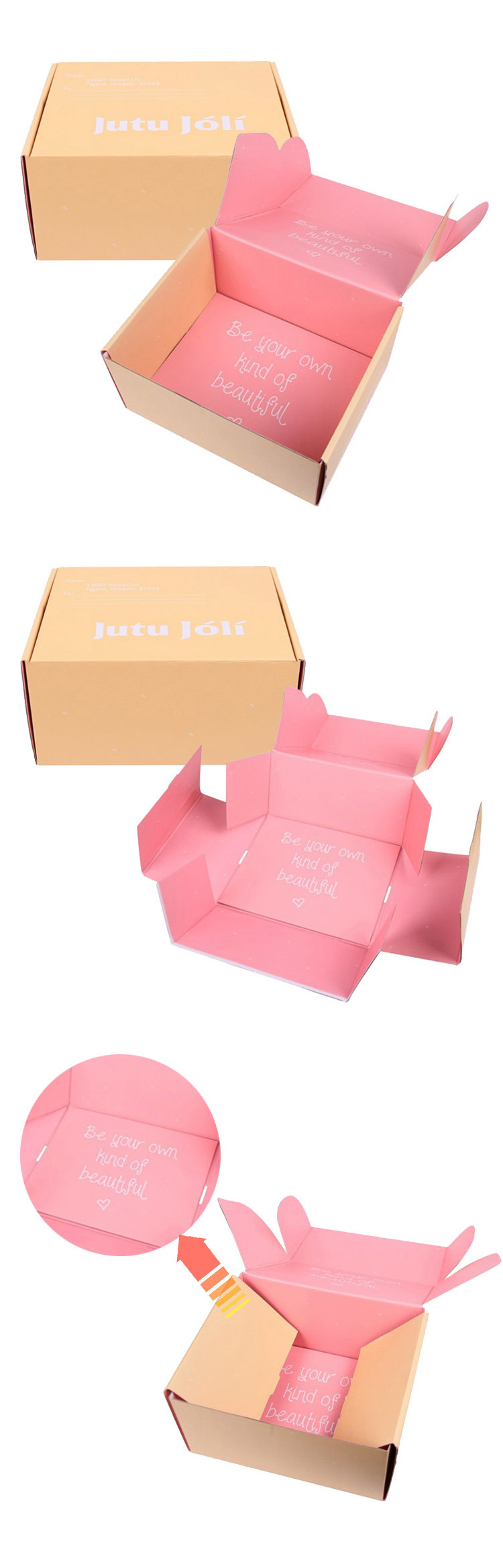 Custom Logo Cardboard Cartons Shipping Mailer Box Pink Cosmetic Set Cosmetics Mailing Skin Care Corrugated Packaging Boxes