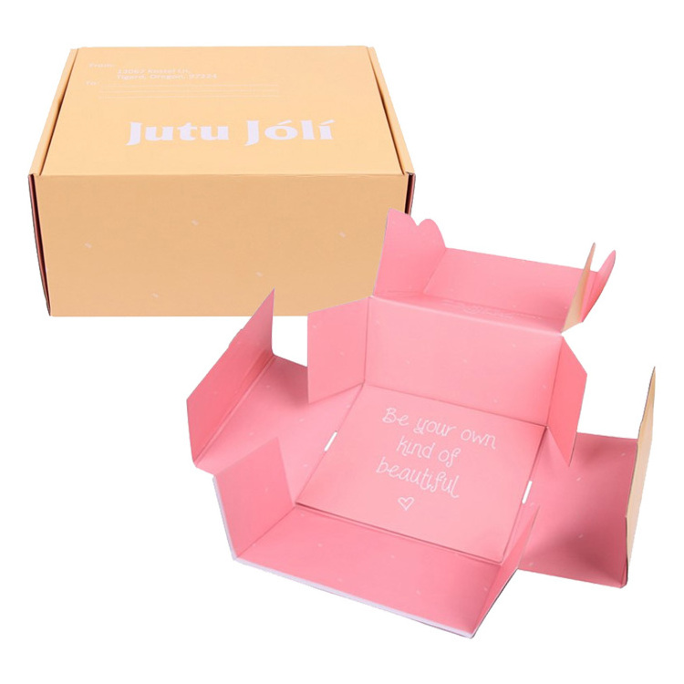 Custom Logo Cardboard Cartons Shipping Mailer Box Pink Cosmetic Set Cosmetics Mailing Skin Care Corrugated Packaging Boxes