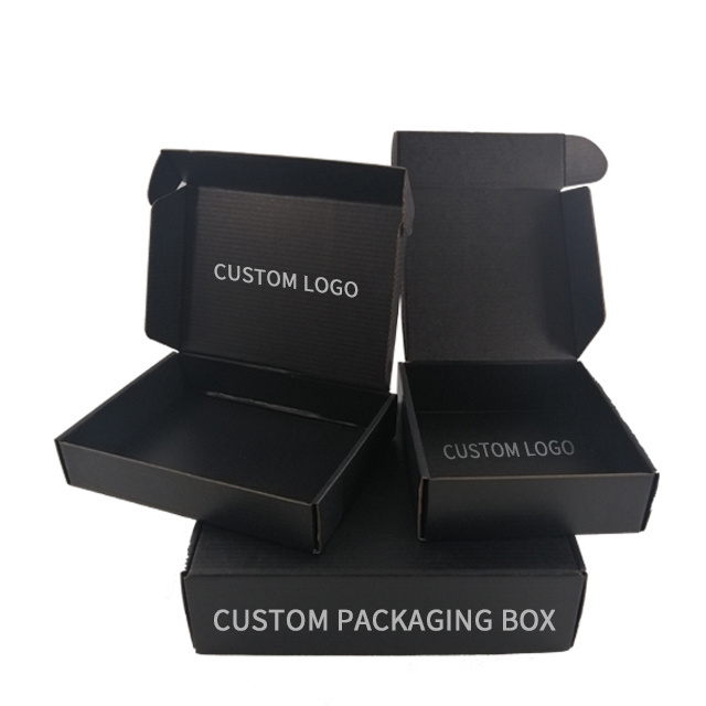 Factory manufacture paper corrugated custom shipping mailer packaging carton box black mailing carton box custom logo