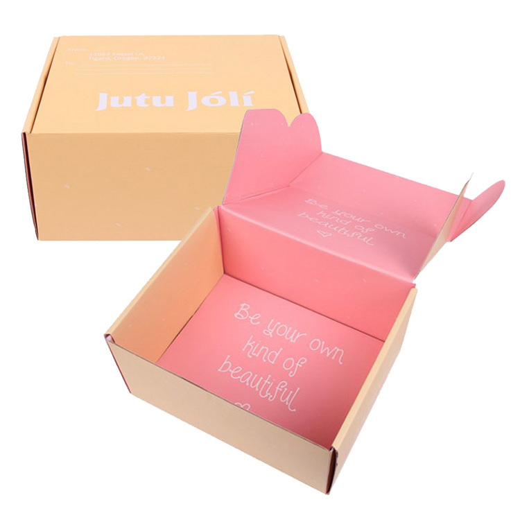 Custom Logo Cardboard Cartons Shipping Mailer Box Pink Cosmetic Set Cosmetics Mailing Skin Care Corrugated Packaging Boxes