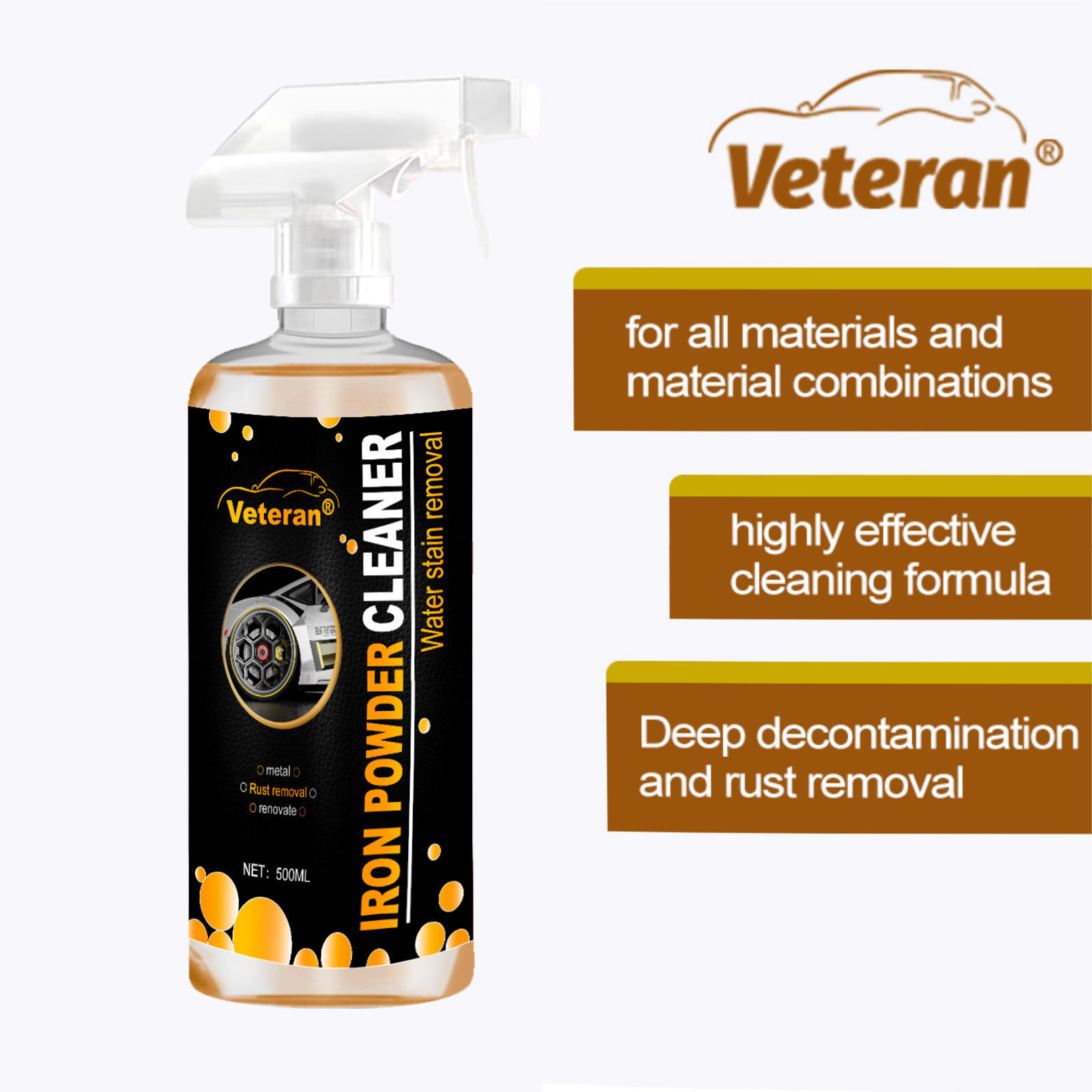 Our Hot Selling 500ML Car Care Detailing Wheel Trim Brake Cleaner Rust Iron Stains Remover Veteran  Wash Spray