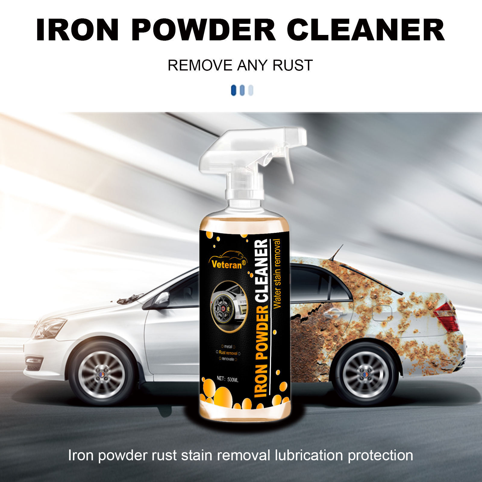 500ml Latest Promotion Iron Powder Remover For Car Paint For Rim Wheel Hub Use