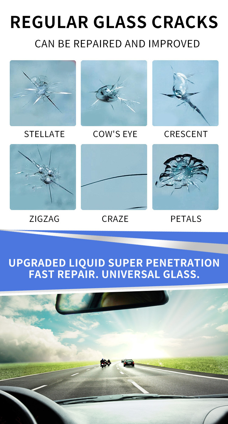 Auto Windscreen Repair Tools Diy Glass Cracks Professional Car Glass Windshield Repair Kit With Chip Crack Repair Fluid