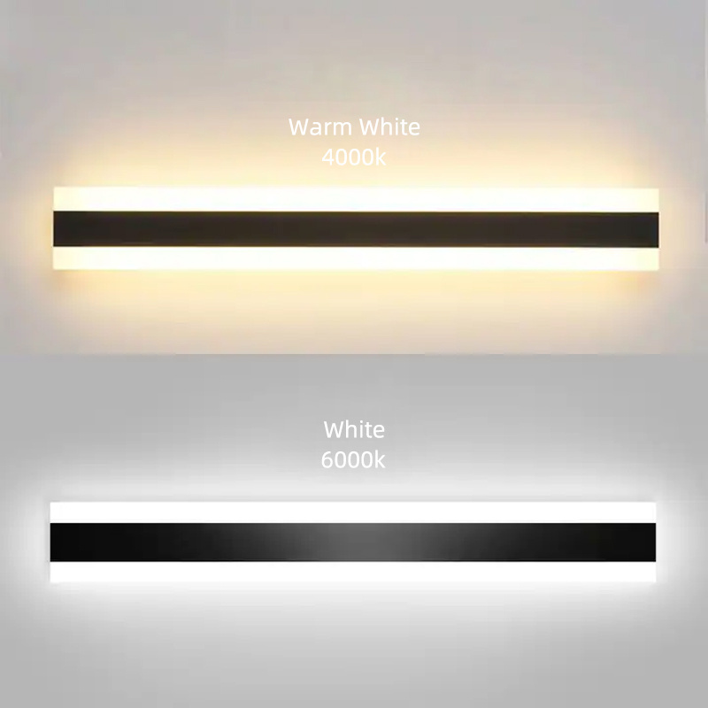 Modern 110V 220V Outdoor Exterior Linear Strip Wall Lamp 3000K Warm White Garden Sconce Long LED Wall Light