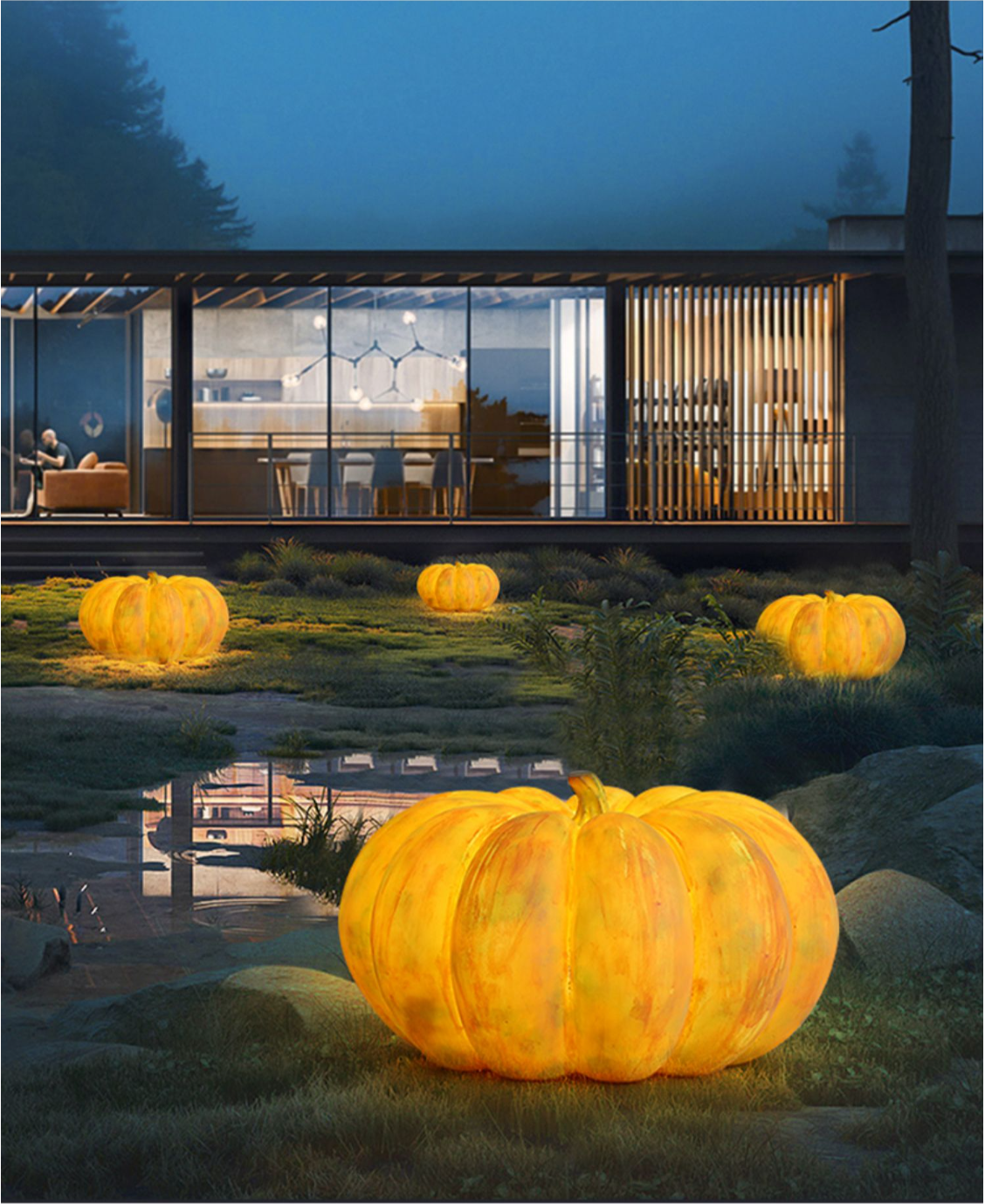 Solar waterproof garden landscape lamp garden villa terrace outdoor portable pumpkin lamp decorative atmosphere lawn lamp