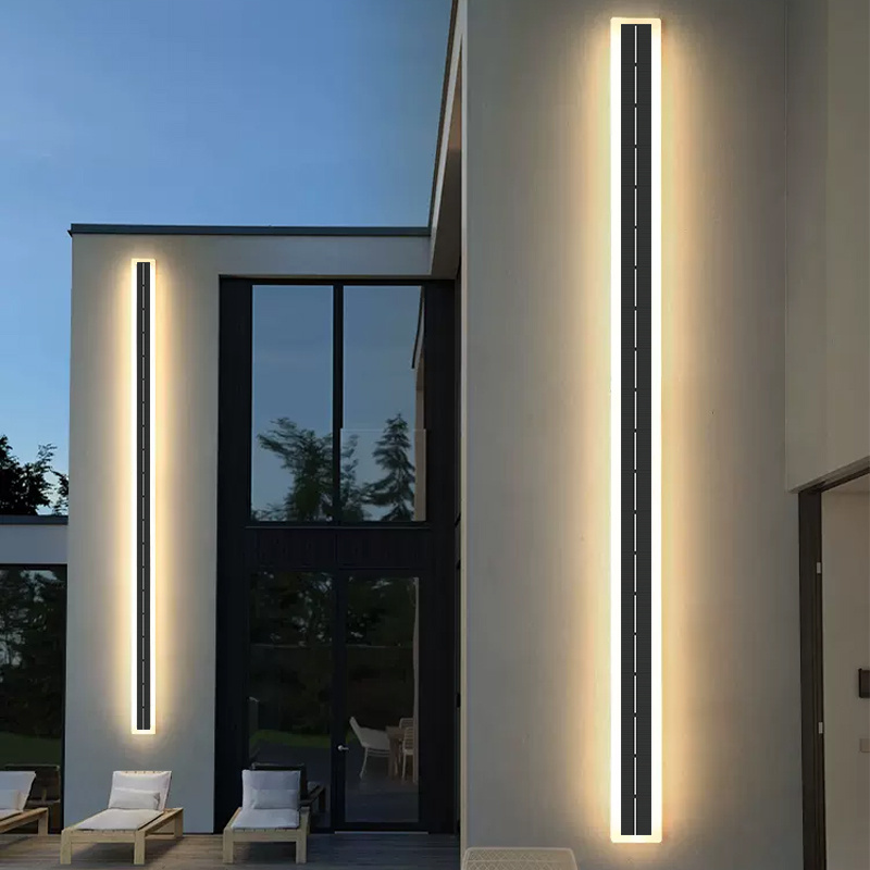 Outdoor Wall Lamp Linear Strip Wall Lamp Acrylic IP65 Waterproof 3000K Garden Sconce LED Long Solar outdoor Wall Lights