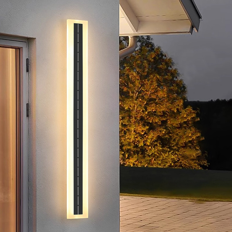 Outdoor Wall Lamp Linear Strip Wall Lamp Acrylic IP65 Waterproof 3000K Garden Sconce LED Long Solar outdoor Wall Lights