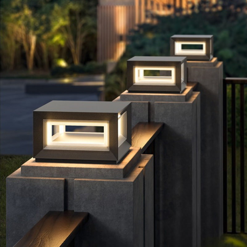 Garden Solar Led Pillar Light Waterproof Decoration and Lighting All in One Lamp Solar Powered Outdoor Lawn Pillar Light