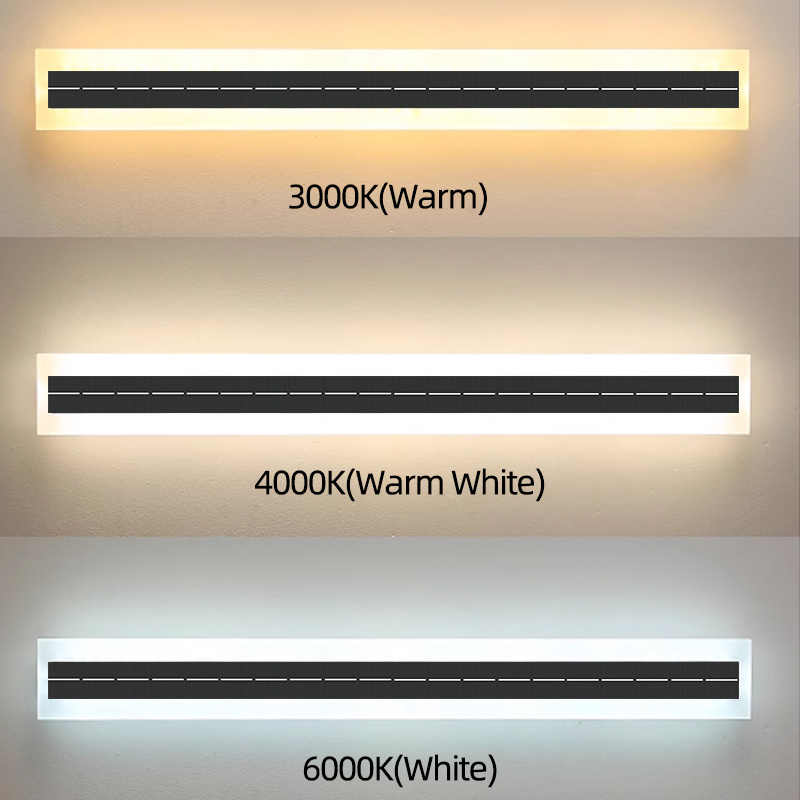 Outdoor Wall Lamp Linear Strip Wall Lamp Acrylic IP65 Waterproof 3000K Garden Sconce LED Long Solar outdoor Wall Lights