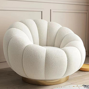 Nordic Fabric Velvet Pumpkin Shape Sofa Chairs Living Room Velvet Pumpkin Sofa