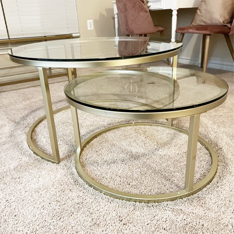 Living Room Furniture Sets Metal Center Coffee Tables Modern Luxury Glass Coffee Table