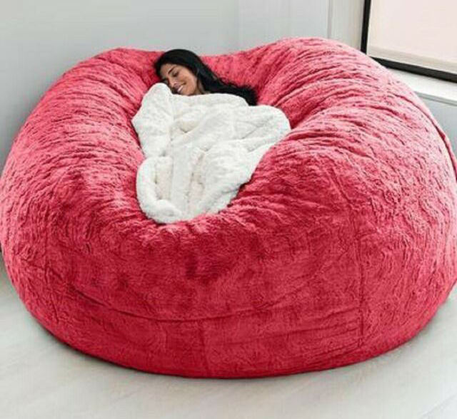 Top Selling Products 2023 Jumbo Leather Bean Bag Cover Large Round Soft Fluffy Faux Fur Bean Bag Lazy Sofa Bed