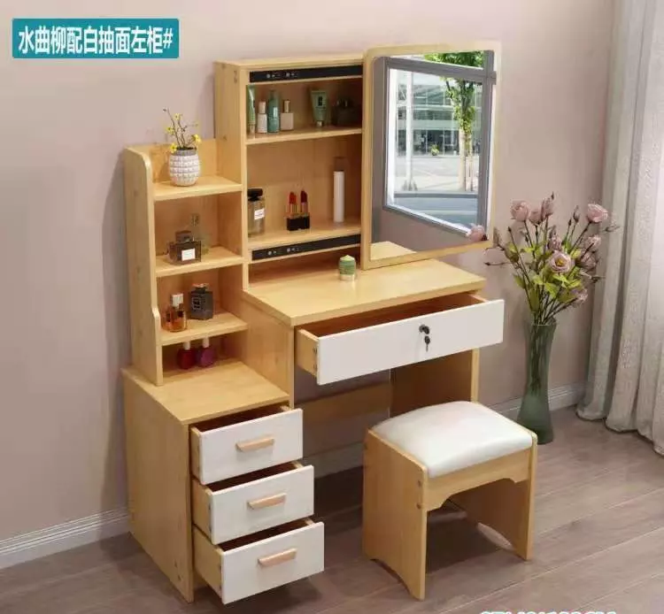 Bedroom with lighted mirror storage cabinet integrated modern minimalist small dressing table light luxury makeup dressing table