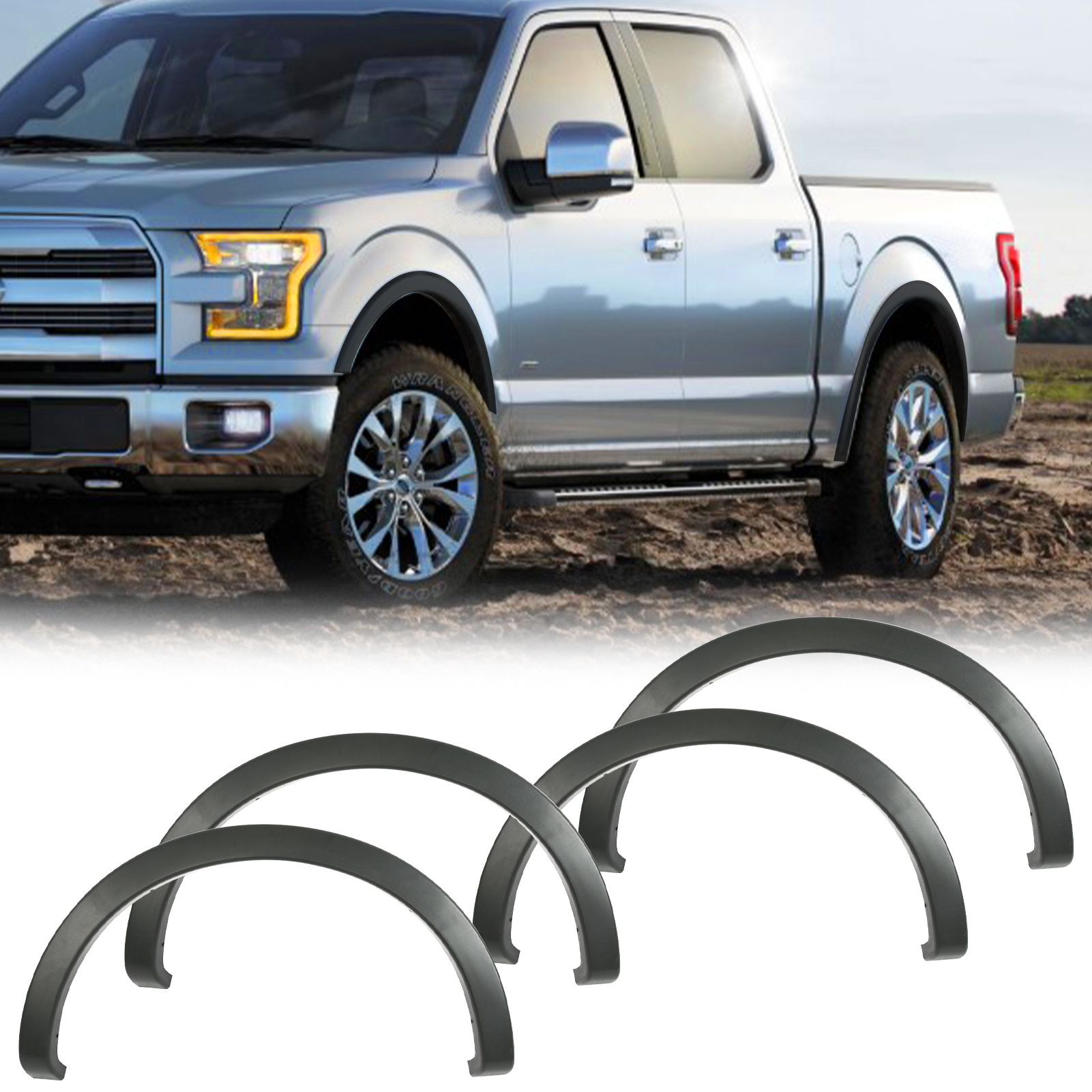 Hot sell Fender Flares Suitable for 2004-2008 2015-2017 Ford F150 Fender Flares without/with screws support customization