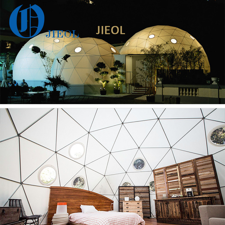 4m/5m geodesic glamping dome tent for rest with bathroom bed stove