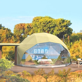 10m Diameter Outdoor Geodesic House Glamping Hotel Geodesic Dome Tent With Glass Door