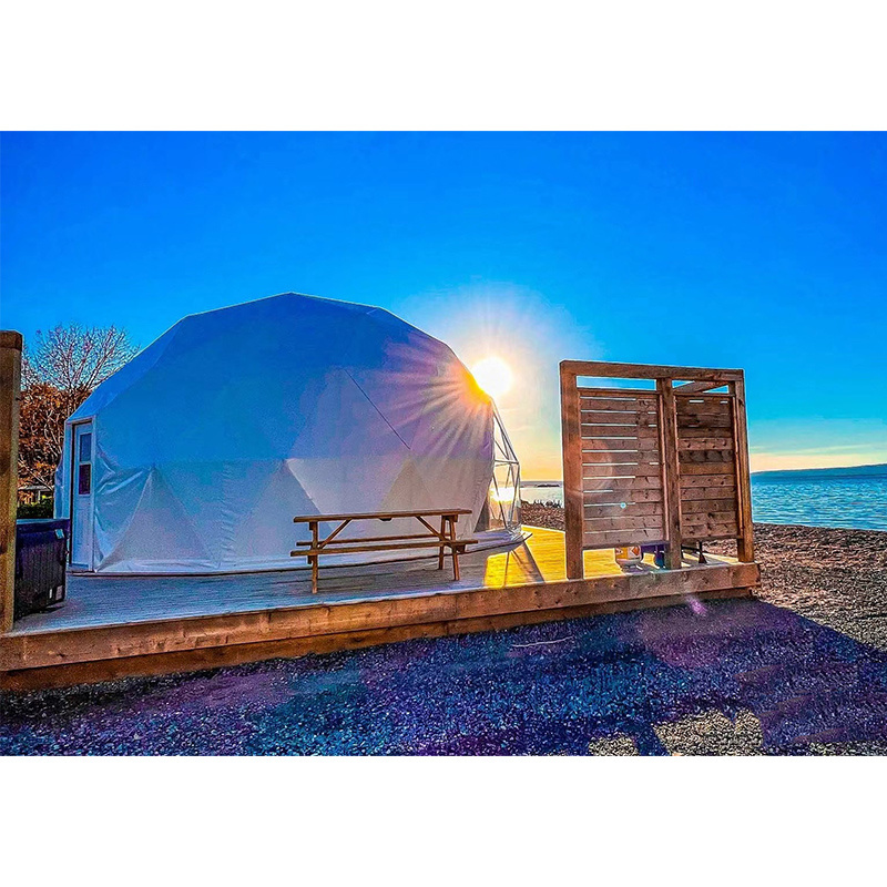 Unique glamping tent pregabricated geodesic earthquake proof domo house igloo tent for sale