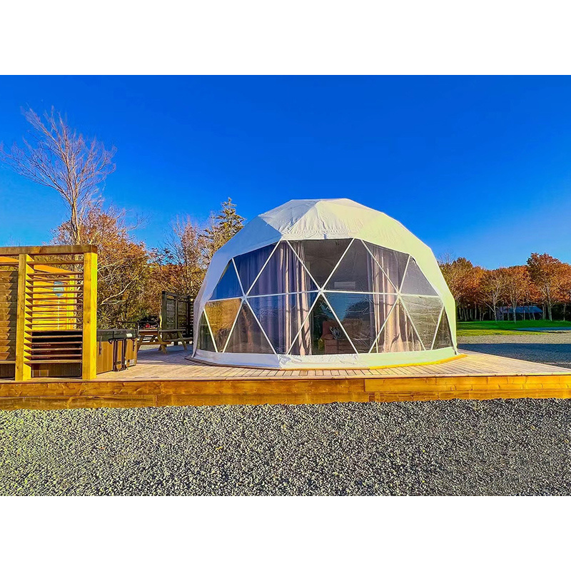 Unique glamping tent pregabricated geodesic earthquake proof domo house igloo tent for sale