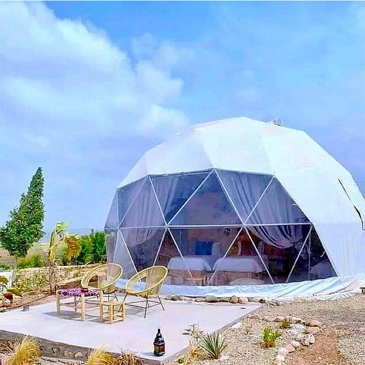 10m Diameter Outdoor Geodesic House Glamping Hotel Geodesic Dome Tent With Glass Door