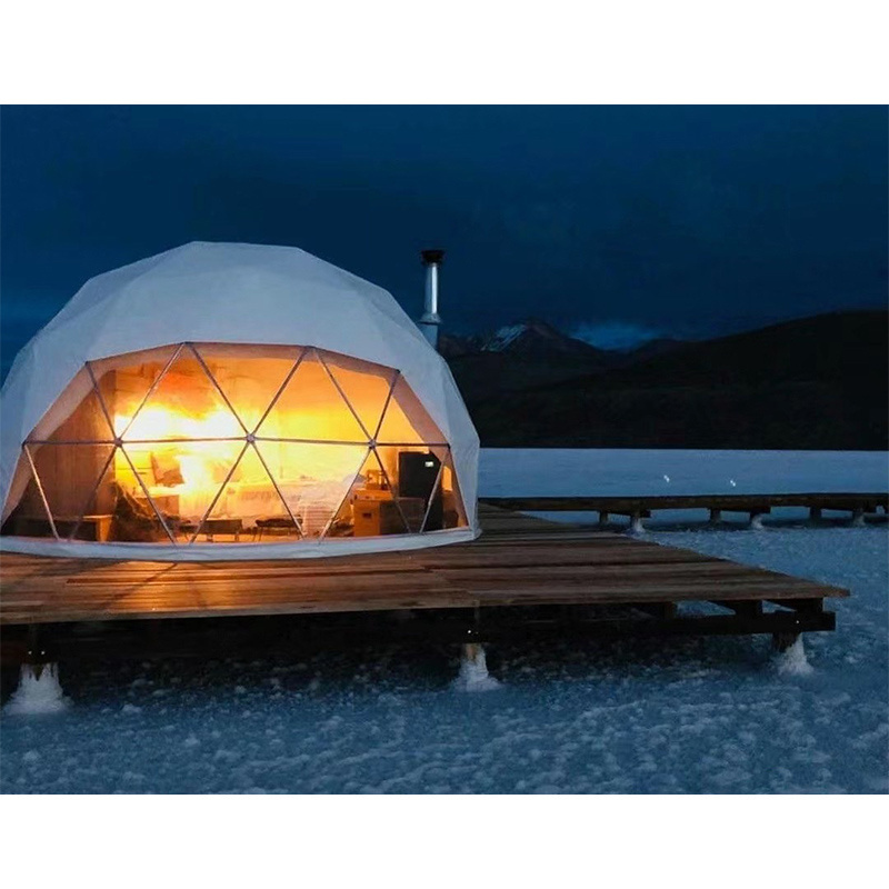 Unique glamping tent pregabricated geodesic earthquake proof domo house igloo tent for sale