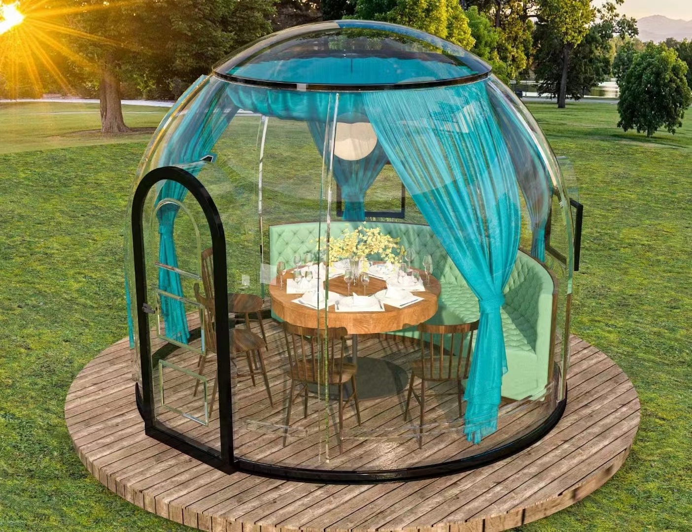 Outdoor Four Season Camping Clear Pc Geo Bubble Star Igloo Geodesic tent For Glamping Dining Cafe