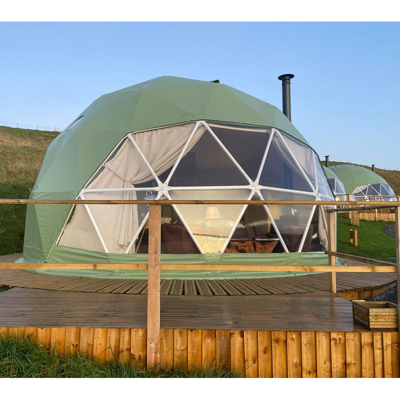 Custom outdoor geodesic dome tent camping tents camps geodome hotel prefab pvc dome house glamping tents with bathroom