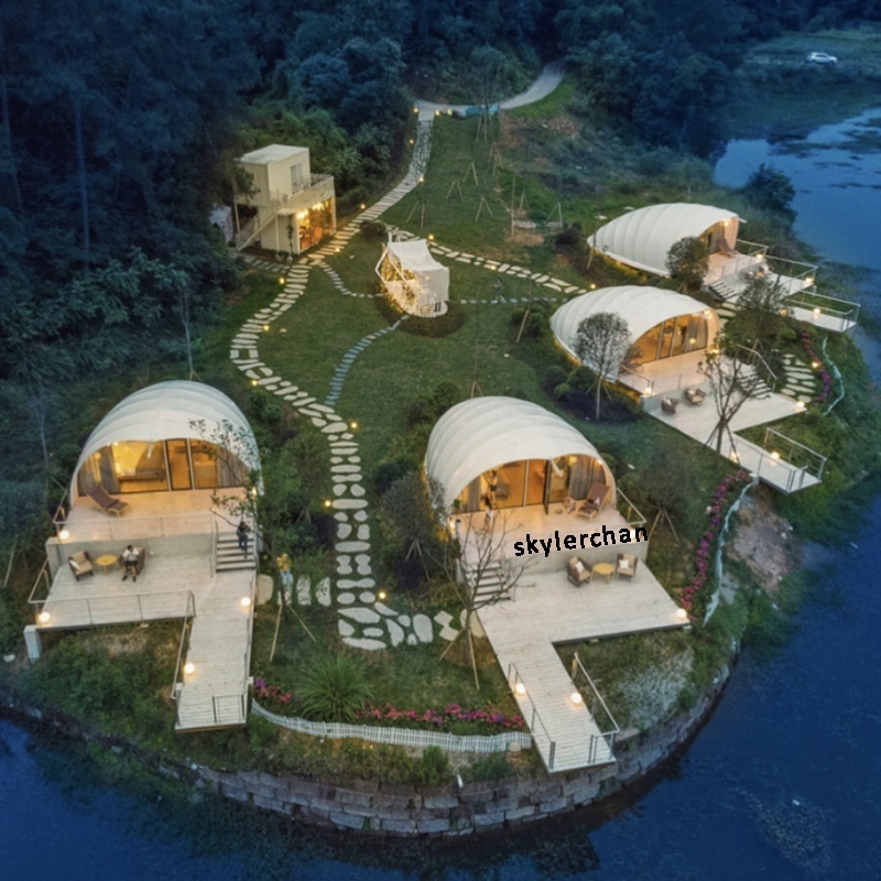 Popular  Cocoon Shape Glamping Safari Tents For Camping Hotel Resort