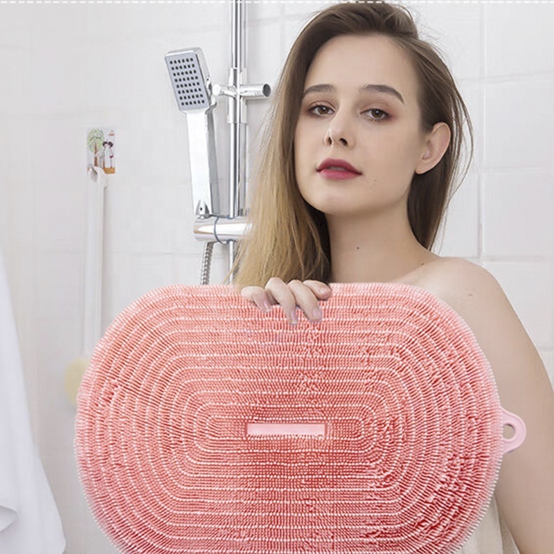 Solid Mat Silicone Bath Improve Circulation  Foot Back Clean Shower Foot and Pink Scrubber Bath Mat Back Massage Silicone Brush