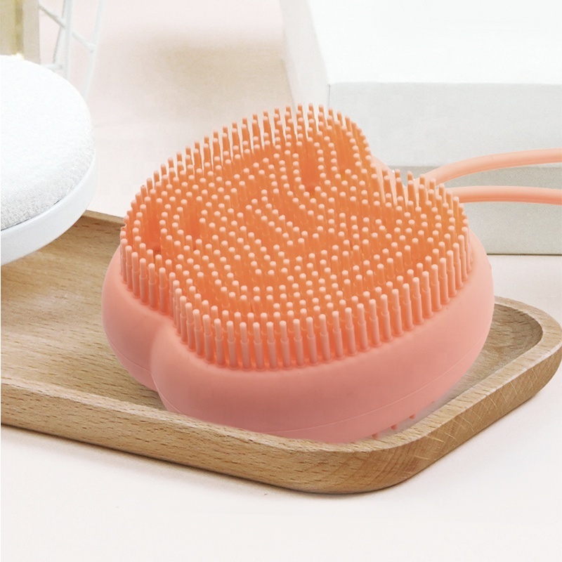 New Renewable Solid Bath Supplies Exfoliating Natural Massage Body Back Silicone Bath Shower Scrubber Brush Silicone Bath Brush