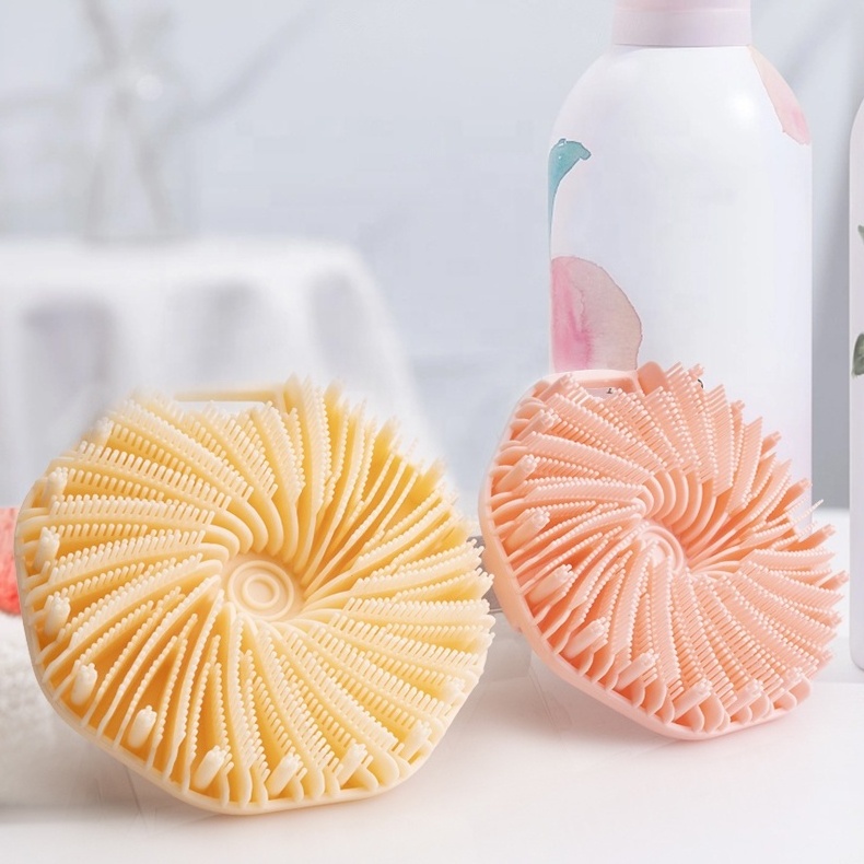 Factory Wholesale 100% Natural Silicone Exfoliating Brush Handle Shower Dry Body Bath Brush