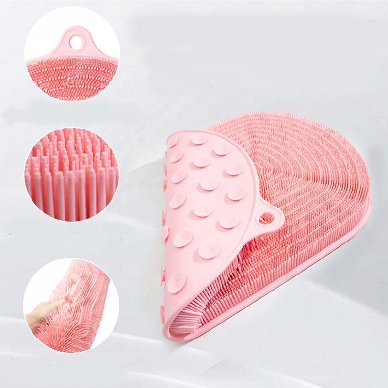 Renewable Solid OEM/ODM Foot Washing Brush Silicone Bath Foot Massage Scrub Body Shower Mat Back Scrubber with Suction Cup