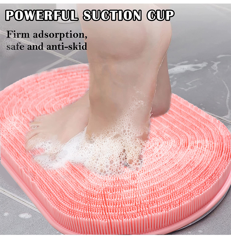 Renewable Solid Foot Shower Massager Scrubber with Non Slip Suction Cups Feet Exfoliation Cleaner Mat for Foot Massage