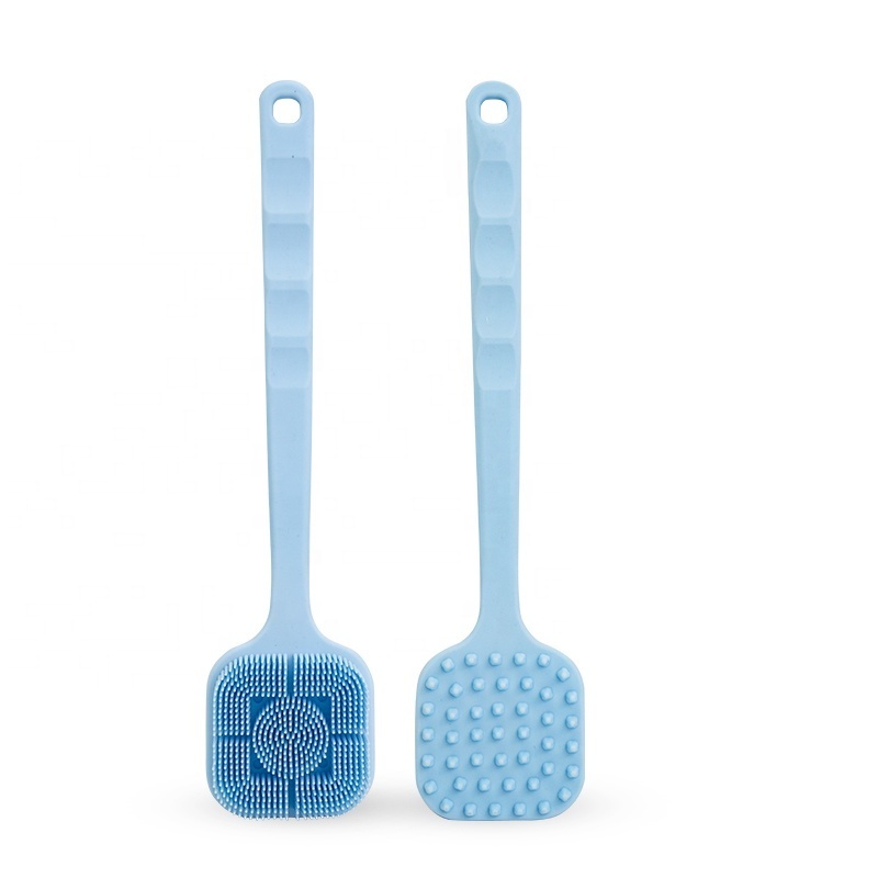 Professional Bath Body Brush Natural Silicone Bristle Shower Back Bath Brush with Long Handle