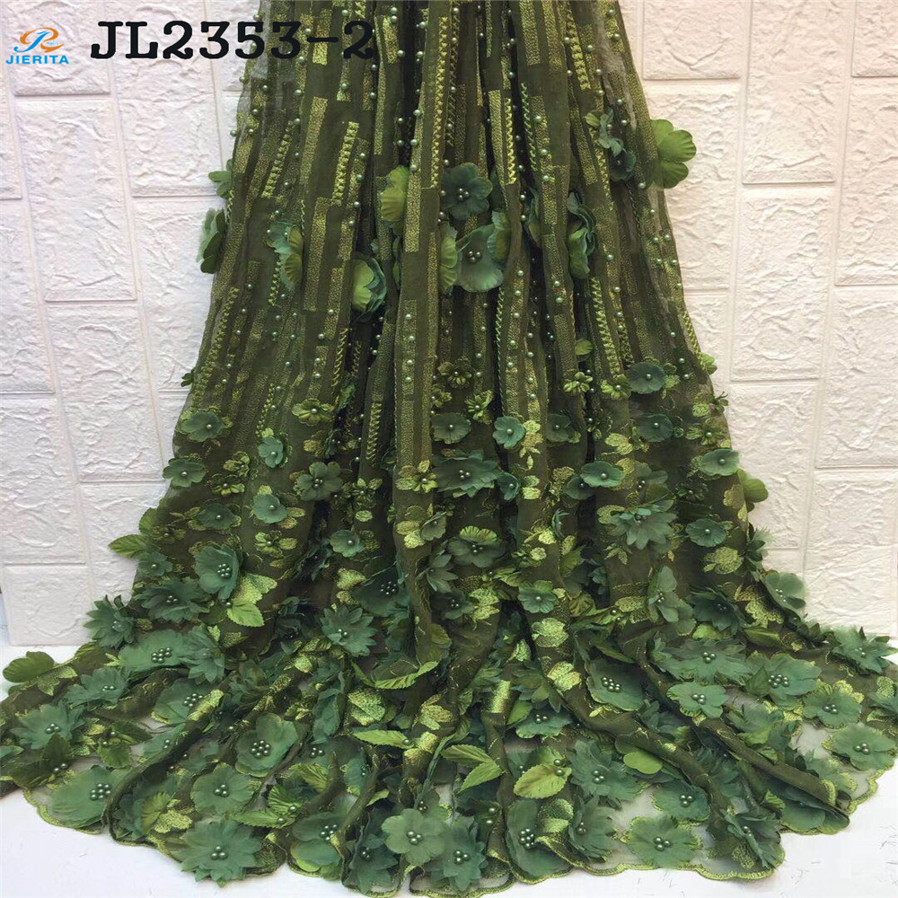 Gold color New fashion Guangzhou Shop Most Popular Trend 3d net lace embroidery beaded flowers wedding dress