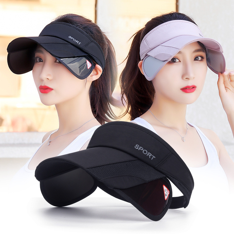 Summer Outdoor Sports Sunscreen Open Top Hat Women's Leisure Cycling Sunshade Hat Stretchable brim Sun Hat