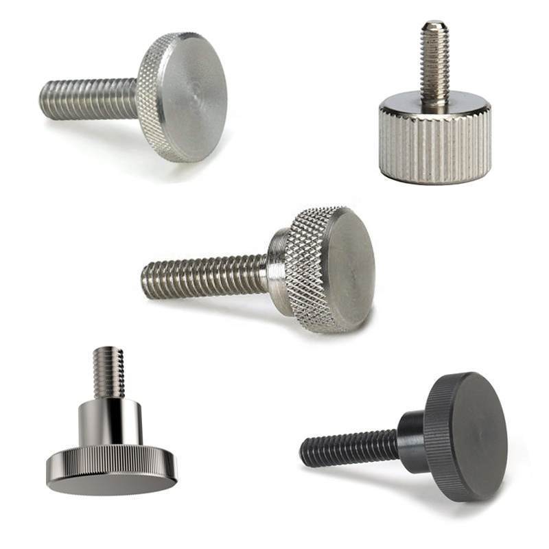 China High precision stainless steel brass knurled screw round knurled head anodized aluminum thumb screw