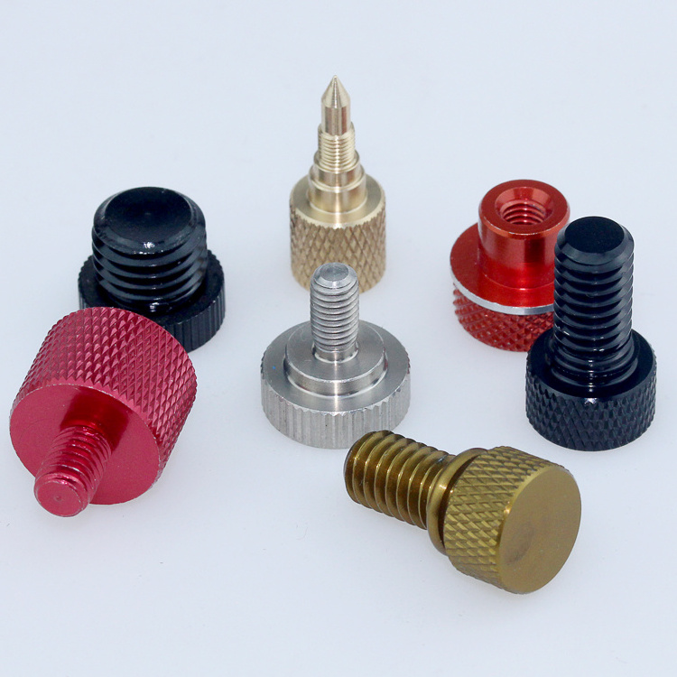 China High precision stainless steel brass knurled screw round knurled head anodized aluminum thumb screw