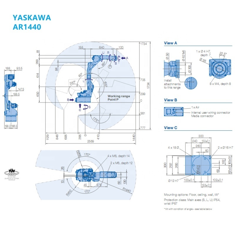 6 dof welding seam tracking system AR1440 yaskawa welding robots welding machine