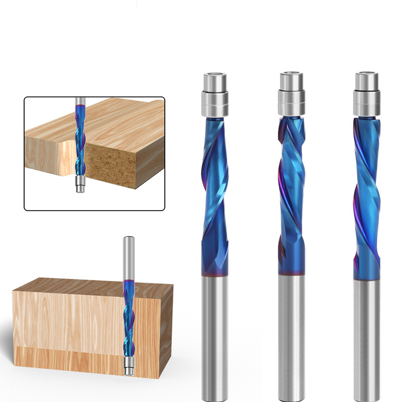 Compression Flush Trim Solid Carbide Spiral Router Bit For Wood Working Tools End Mill Miilling Cutters