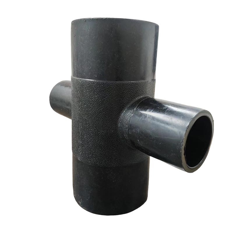 HDPE water pipe fittings butt fusion plastic Reducing Cross Tee 4 way Tee for plumbing system