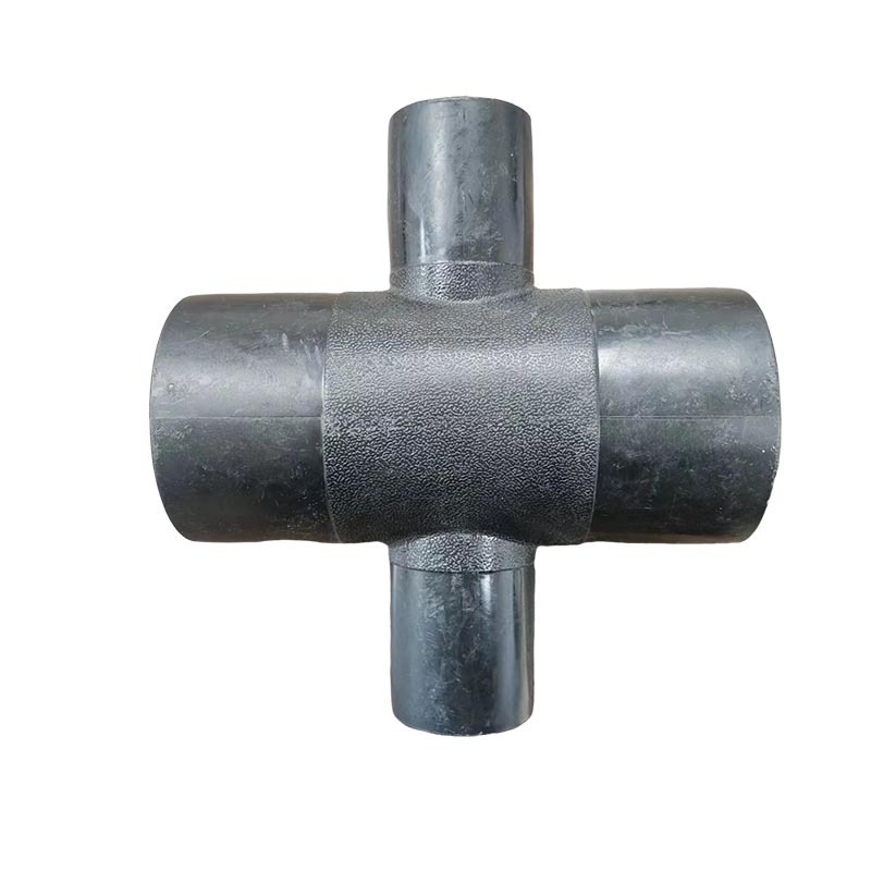 HDPE water pipe fittings butt fusion plastic Reducing Cross Tee 4 way Tee for plumbing system