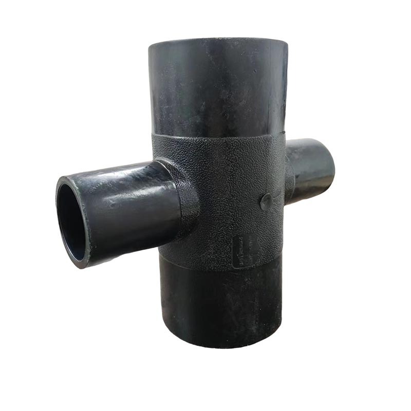 HDPE water pipe fittings butt fusion plastic Reducing Cross Tee 4 way Tee for plumbing system