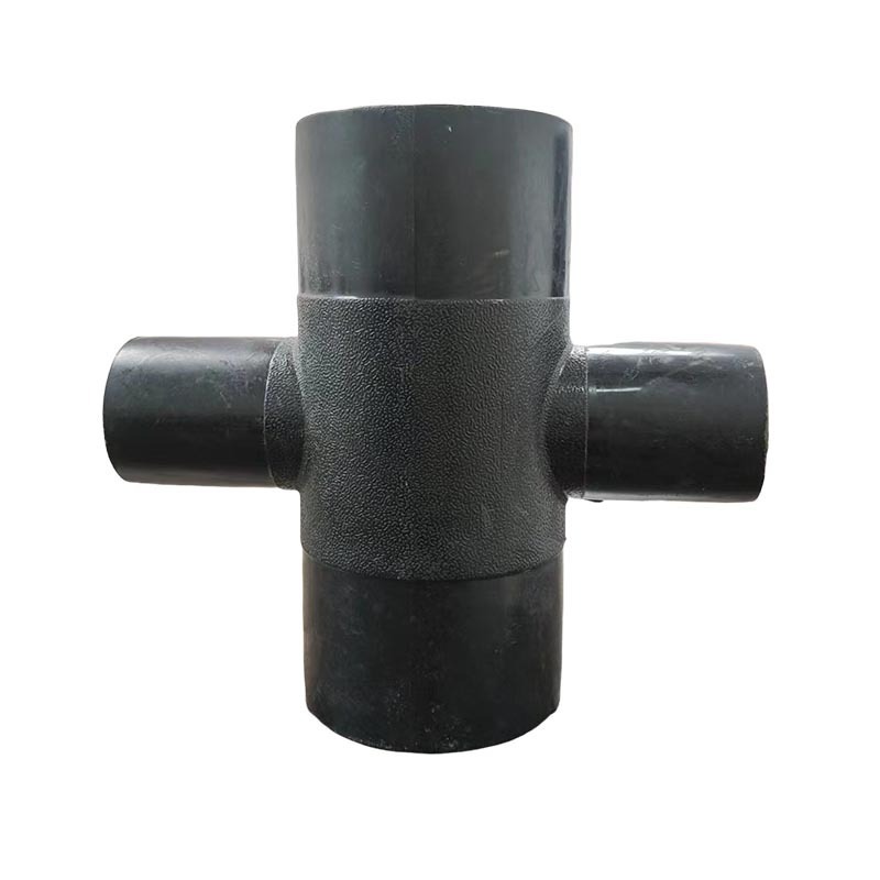 HDPE water pipe fittings butt fusion plastic Reducing Cross Tee 4 way Tee for plumbing system