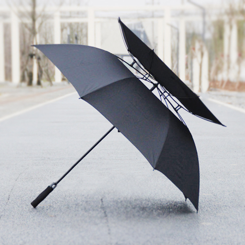 Wholesale Umbrella Custom Logo High Quality Large Double Canopy Vented Windproof Automatic Open Straight Golf Umbrella