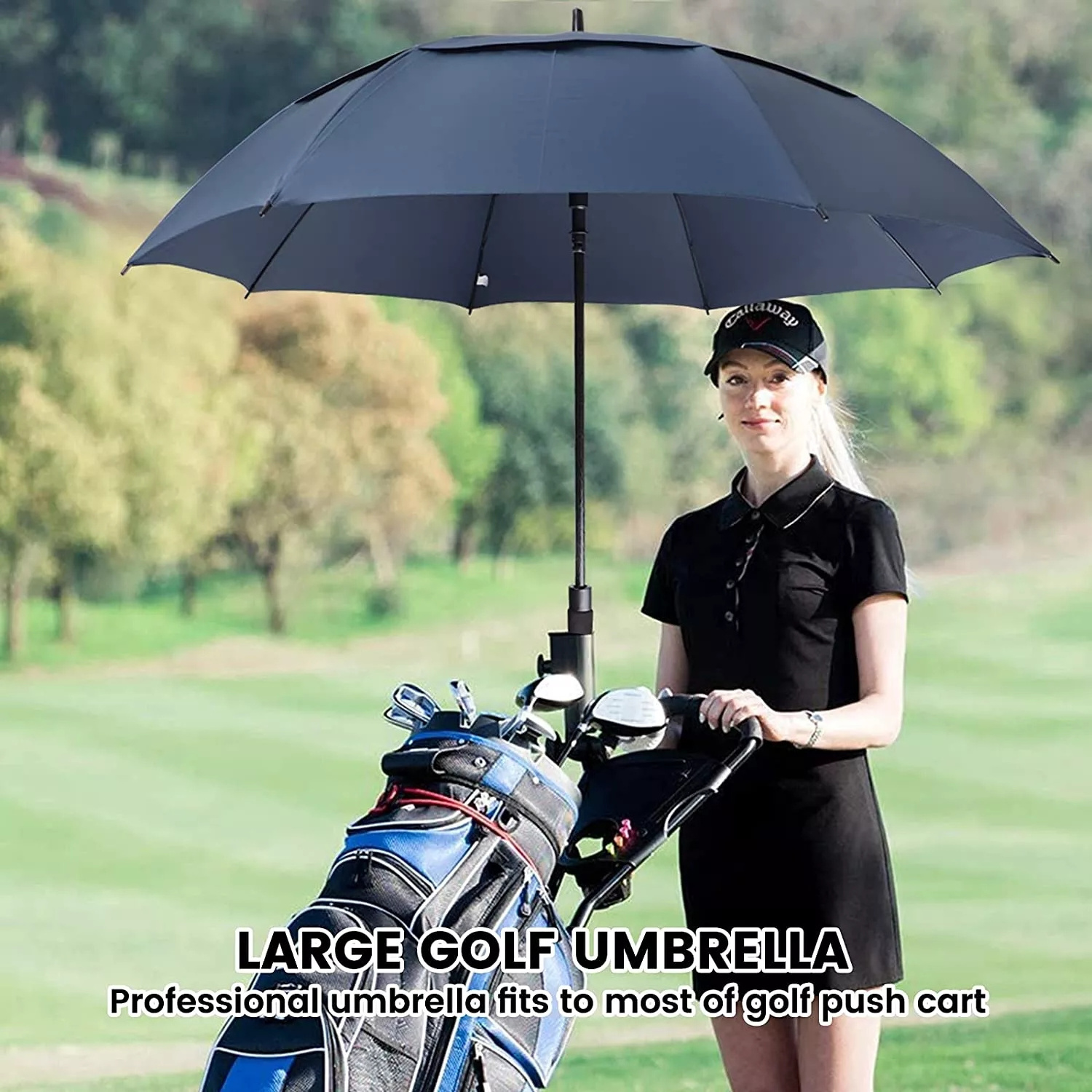 Wholesale Umbrella Custom Logo High Quality Large Double Canopy Vented Windproof Automatic Open Straight Golf Umbrella