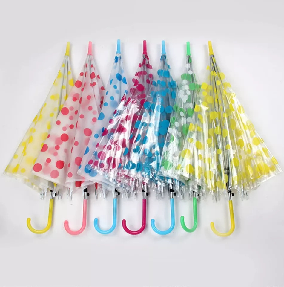 Wholesale new Portable Colorful Transparent Umbrella Custom Auto Straight J Handle Parasol Clear Umbrella With Logo