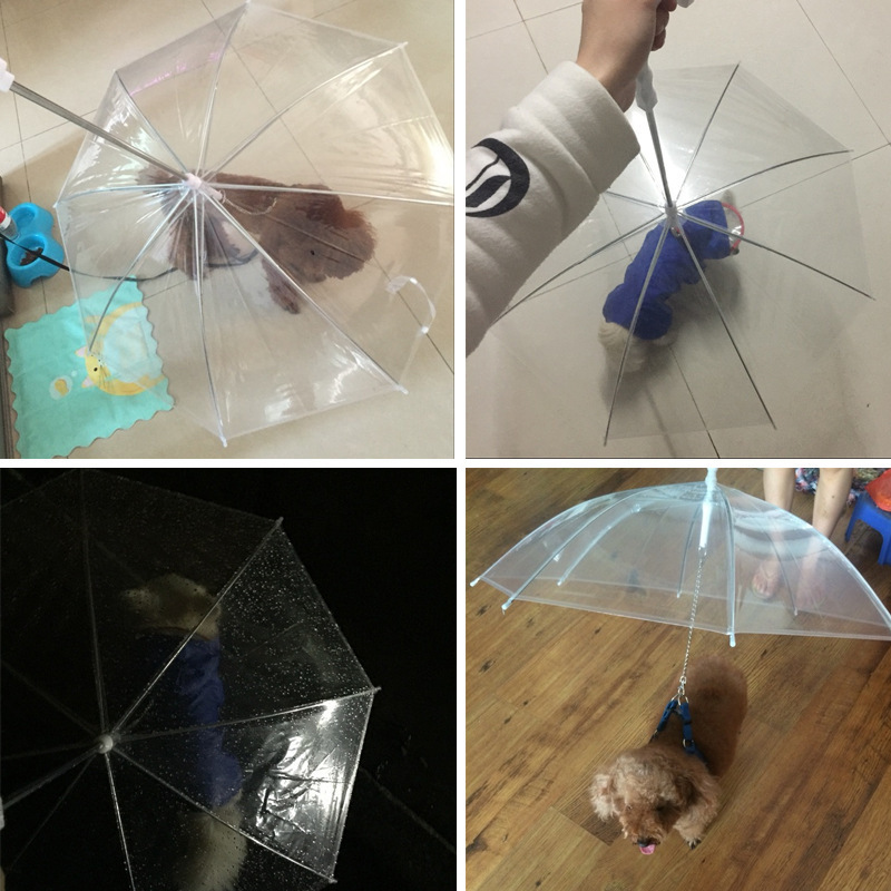 The Transparent Rain Pet Cat and Pet Dog Umbrella Pet Umbrella for Dog Sunny and Rainy Umbrella Travel