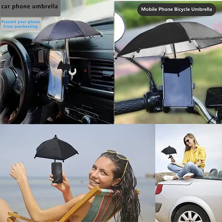 Mini Suction Cup Stand Phone Umbrella rain Sun Shad Outdoor Anti-Glare motorcycle block Cute Sunshade Holder Umbrella for Phone