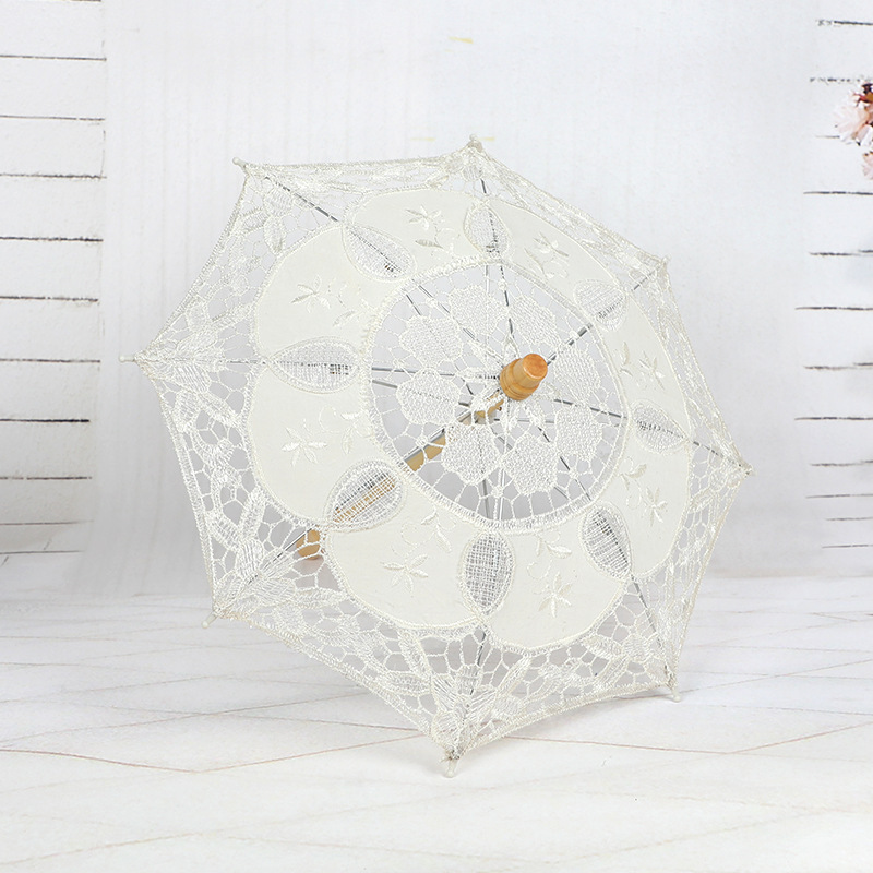 new White Lace Craft Bride Umbrella Small Kids Mini Decoration Umbrella Props White Ivory Lace Parasol Bride Wedding Umbrellas