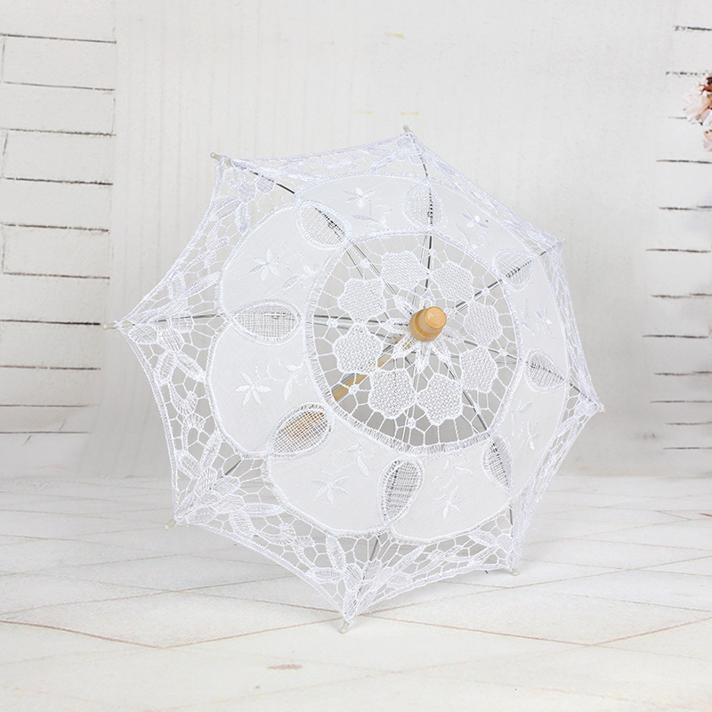 new White Lace Craft Bride Umbrella Small Kids Mini Decoration Umbrella Props White Ivory Lace Parasol Bride Wedding Umbrellas